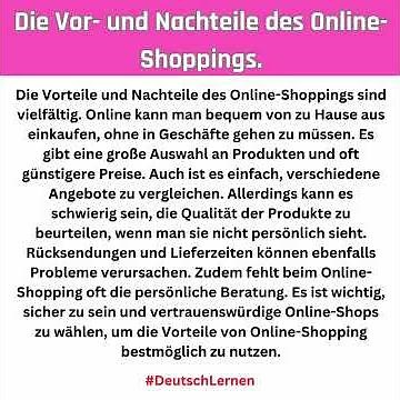 The advantages and disadvantages of online shopping 🇩🇪 B1-B2 level