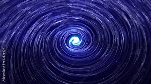 Abstract animation of a glowing blue vortex spinning around a bright center with smoothly moving glass reflections and glow effect , motion graphics , video 4k , 60 fps