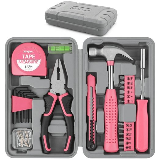 Hi-Spec 25pc Pink Small Basic Home DIY Lady Tool Box Kit. Household, Office & Women Compact Mini Set - Walmart.com