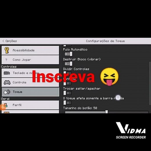 vídeo de tutorial como aumentar o botão do Minecraft