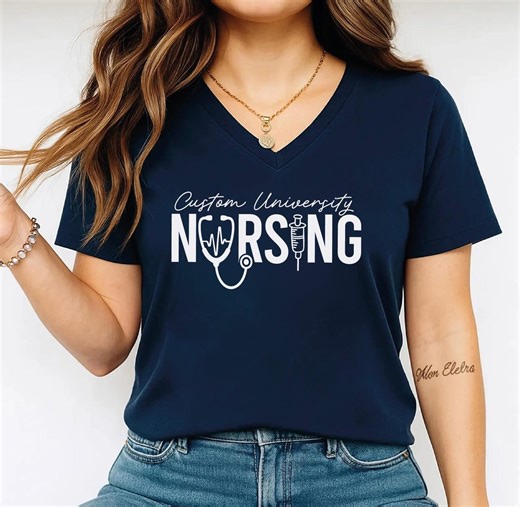 Custom University Nursing Vneck Shirt: Personalized Nursing School Racerback Tank, RN Graduation Gift, S1067 - Etsy