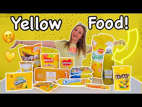 I only ate *YELLOW FOOD* for 24 HOURS Challenge!!🫢☀️🍌🍯🧀 (summer vibes!!🤪) | Rhia Official♡