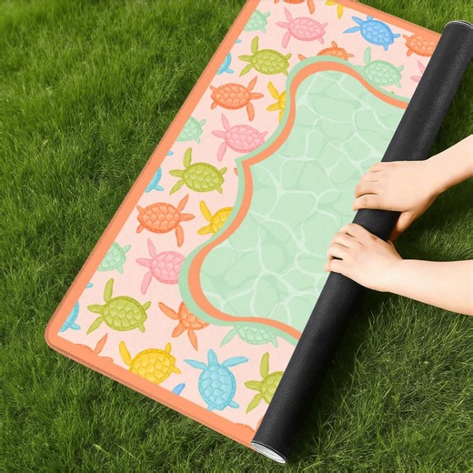 Cute Sea Turtle Mahjong Mat, Colorful Beach Style Game Mat - Etsy