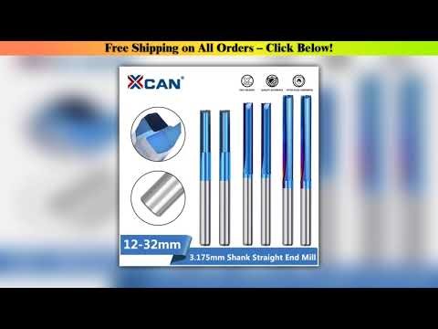 XCAN Straight Milling Cutter 3.175 Shank 2 Flute Carbide End Mill for Wood MDF Plastic CNC Router