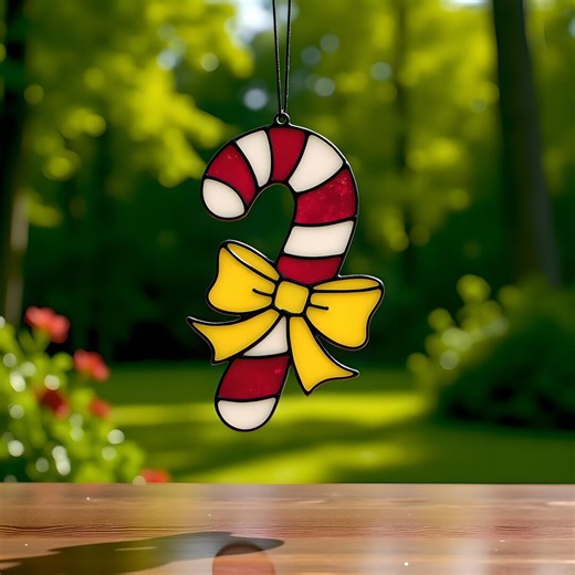 Candy Cane Stained Glass Pattern: Christmas Ornament, Art Decor (PDF, SVG, PNG Downloadable Files) - Etsy