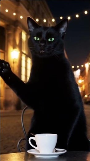 Close-up black cat with emerald eyes — plotting a joke? 😼