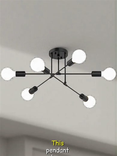 Modern Sputnik Chandelier Ceiling Light Fixtures, 6-Lights 22” Mid Century Industrial Metal Semi Flush Mount for Dining Room, Bedroom, Living Room#f #linghting⚡️