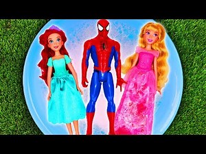 Learn Colors with Foam Beads toys in pool, Disney Princess, Super Heroes, Paw Patrol, Pj Masks