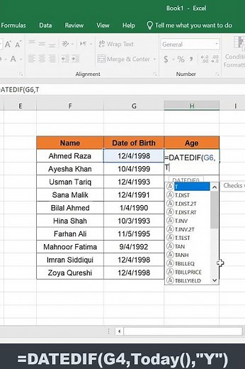 Excel Trick to Find Age from DOB!
