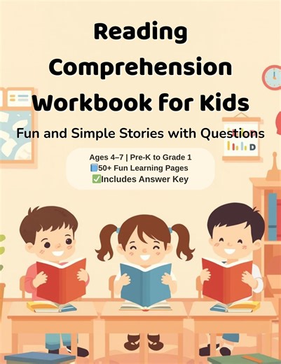 Reading Comprehension Workbook for Kids | Printable PDF | Ages 4–7 | Answer Key - Etsy
