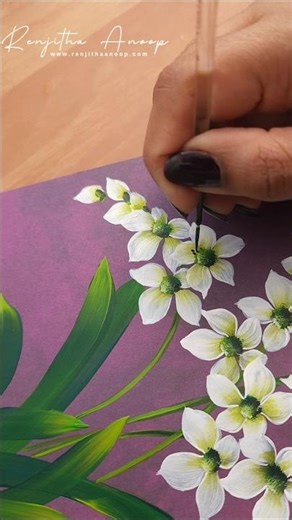 STUNNING easy flower Painting using round brush technique #shortsfeed #art #flowerart