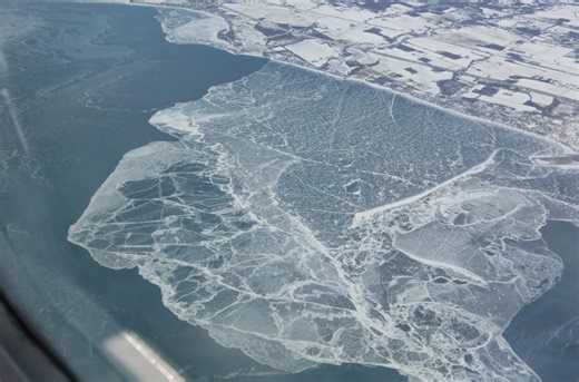 Lake Erie is nearly frozen solid: Satellite view shows ice cover hovering above 95%