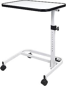 Medical Rolling Bedside Table with Wheels, Over Bed Table with Storage, Serving Tray, Laptop Computer Desk for Elderly, Hospital Patient, Home Care, White