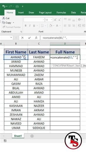 concatenate Function in Excel ... #excel #exceltips #exceltricks