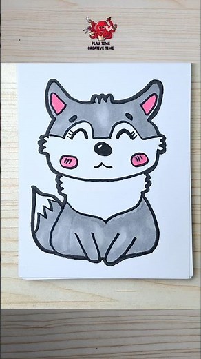 How to draw a cute wolf easy #easydrawing #howtodraw #wolfdrawing