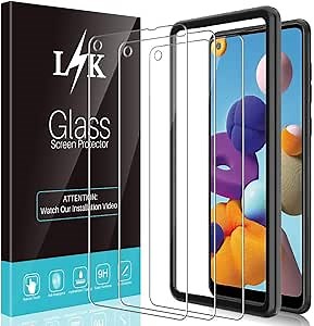3 Pack LϟK Screen Protector Compatible for Samsung Galaxy A21 Tempered Glass HD clear, Bubble Free, Case Friendly