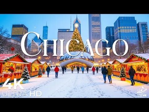 Christmas in Chicago 4K 🎄✨ Snowy Streets, Festive Lights & Magical Winter City