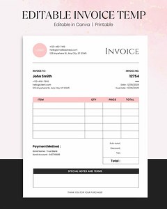 Modèle de facture modifiable pour les petites entreprises | Formulaire de facturation minimaliste | Imprimable et personnalisable | Téléchargement instantané | Format toile - Etsy France