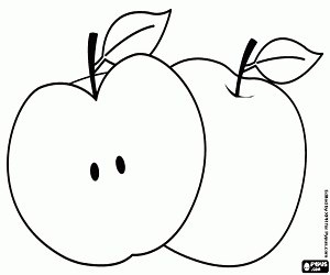 A whole apple and a half apple coloring page printable game