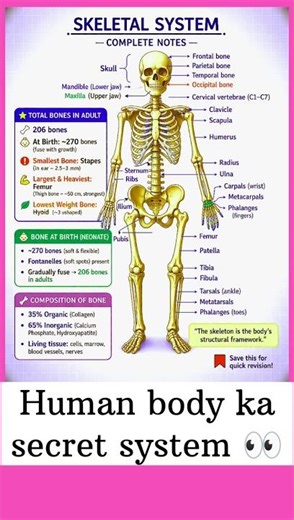 Skeletal System One Shot 💀 | Exam Ready Notes