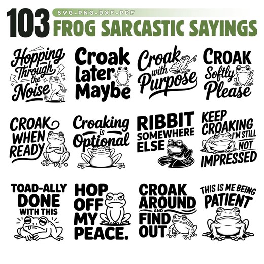 Frog Sarcastic Sayings Svg Png Pdf & Dxf Bundle for Cricut Instant Downloads - Etsy