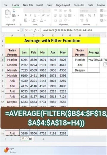 Average with FILTER Function in Excel 🔥 (Quick Trick!) | Excel FILTER + AVERAGE Combo in 30 Seconds!