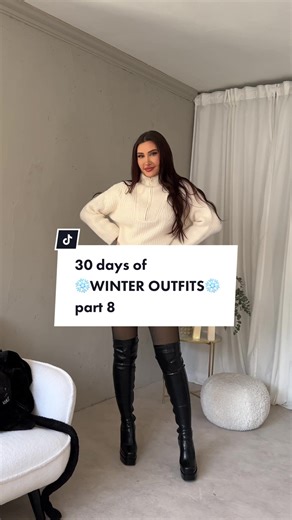 Winter Outfit Series: Knit Sweater, Jeans Skirt, and Thigh High Boots