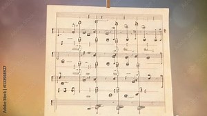 Vintage sheet music with classical notes and no lyrics on aged paper , musical, score, old, vintage, classical video