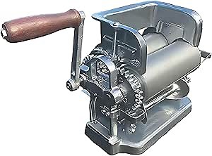 New Generation-2 Larger Tortilla Maker Roller Gonzalez Manual Crank Press Prensa Tortilladora Monarca Flour or Corn with 2 Cutters 6inch and 4inch½ of Set Silver 11inchx7inchx6inch