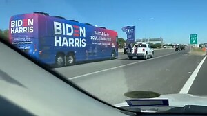 Trump supporters surround Biden bus in Texas