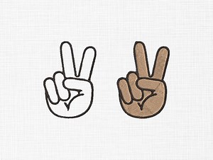 Peace Sign Embroidery Design Victory Sign Embroidery Design Hand Embroidery Design Machine Embroidery Files 5 Sizes Digital Download - Etsy
