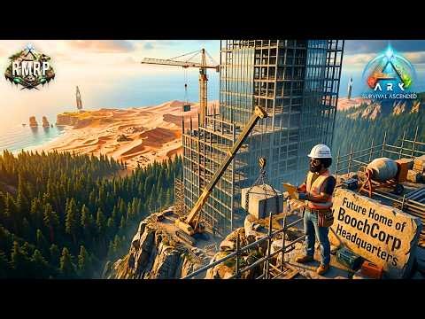 LIVE | Building BoochCorp's Mega Skyscraper on Ragnarok Peak | Construction | Ark: Survival Ascended
