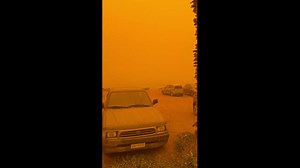 Saharan dust turns sky red over Rethymno, Crete, Greece