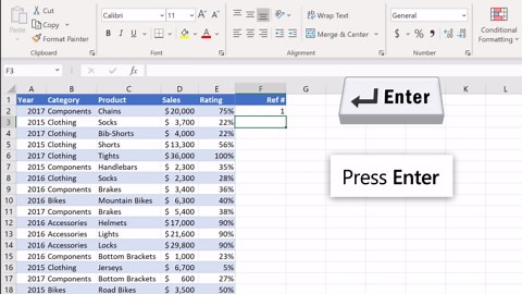 Automatically number rows in Excel
