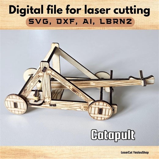Medieval Catapult Laser Cut File – Functional 3D Puzzle Toy (SVG, DXF, LBRN2) - Etsy