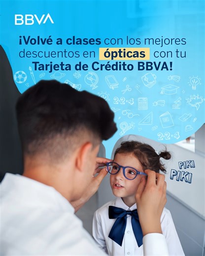 ¡Volvé a clases con lentes nuevos! 🤓📚💳 Aprovechá los descuentos en Ópticas pagando con tu Tarjeta de Crédito BBVA y obtené hasta un 30% OFF. Descubrí más en bbva.com.uy. | BBVA