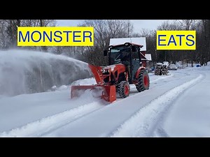 FEEDING THE BEAST! Deepest Snow Yet. Kubota Tractor Lx2610 with Lx2963 snowblower.