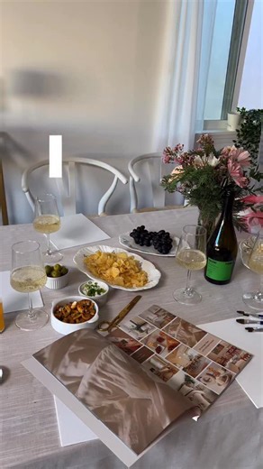 How to host an effortless vision board party for 2026. Follow along for more hosting blueprints 💕 comment “book” for me to snd you the vision board book! Easy grazeable snacks: fresh fruit, popcorn, cheese accoutrements, chips & dip, and a little bowl of nuts for the table. For the boards: canvas or poster board for everyone a vision board book or a stack of magazines to flip through together Mod Podge (or glue) paintbrushes Light a candle, put on a soft playlist, pour something warm or bubbly,