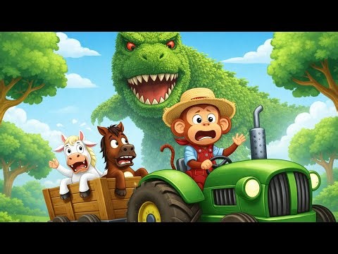🐒Monkey Farmer Fixes Tractor & Funny Monkey Find the dinosaur | Farm Life Cartoon. EP 3