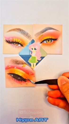 Fluttershy Pony MakeUp Paper Art Challenge#shorts #ytshorts #trending #art #mylittlepony #makeup