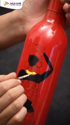 Bottle Painting Tutorial 🎨 | Easy DIY Home Decor Idea #hunaronlinecourses #skillbasedlearning