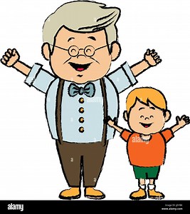 cartoon  grandpa and his grandson family cheerful Stock Vector Image & Art - Alamy