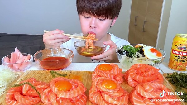 Salmon Noodles Mukbang | ASMR Eating Sounds