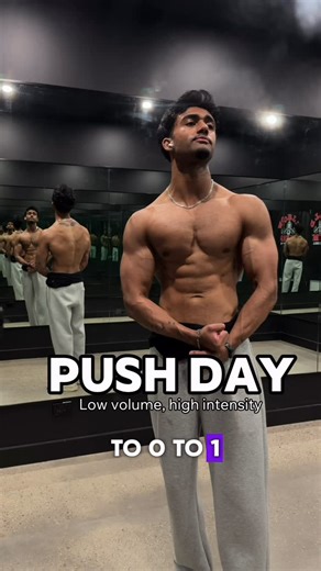 Rikki Krishnan | Online Coach | Physiotherapist on Instagram: "Here’s what my current push day looks like. Low volume, high intensity training. Most sets taken to 1RIR. Give this push day a try for some niceee gains 🙏🏾 #gym #pushday #sydney"