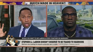 Stephen A. Smith doesn't want to see LeBron James and Stephen Curry play on the Golden State Warriors together 👀 "I don't want to see it because LeBron James does not deserve it." 😳 | ESPN First Take