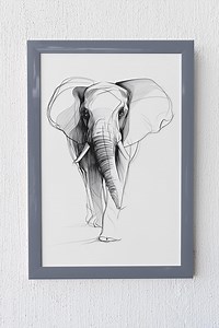 Elephant Line Art Prints: Minimalist Safari Animal Drawings (Set of 4) (Digital Download)