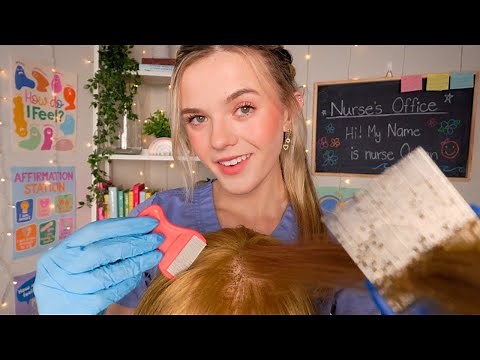 ASMR Caring School Nurse Lice Check Roleplay 𖢥🔍 (scalp exam, hair combing, lice removal)