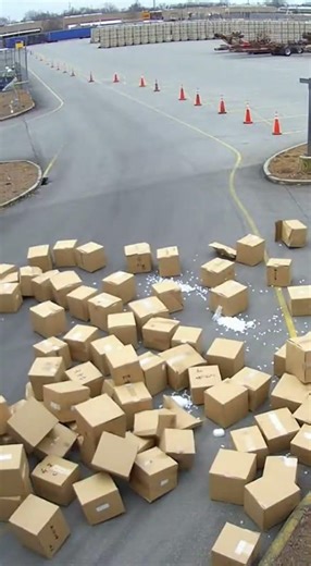 Truck Turns, Container Doors Fly Open — Boxes Everywhere!