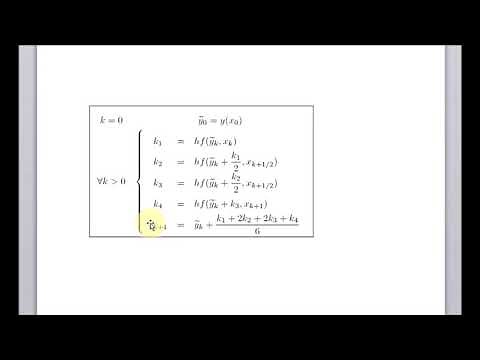 MN01: Méthode de Runge kutta 4° ordre. résoudre Equations différentielles ordinaires par Excel