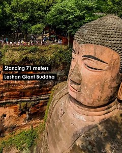 2.9K views · 236 reactions | Leshan Giant Buddha is located at Lingyun Temple on the east bank of the Minjiang River in Leshan, Sichuan. It took about 90 years to complete the giant statue, from the first year of the Kaiyuan reign (713) to the 19th year of the Zhenyuan reign of the Tang Dynasty (803). 朗 #ChinaTravelin30s | Discover China | Facebook